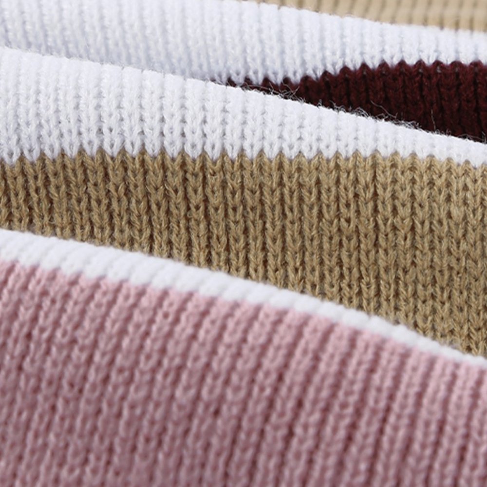 Pink Casual Loose Bell Sleeves Striped Knit Sweater - Picture 11 of 15